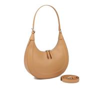 MoreFarther Leather Shoulder Handbags for Women, Classic Crescent Bags with Adjustable Strap and Zipper Closure, Convertible Hobos Crossbody Bag for Work School Travel (Brown)