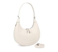MoreFarther Leather Shoulder Handbags for Women, Classic Crescent Bags with Adjustable Strap and Zipper Closure, Convertible Hobos Crossbody Bag for Work School Travel (White)