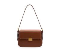 MoreFarther Leather Shoulder Handbags for Women, Elegant Small Square Crossbody Bags with 2 Detachable Adjustable Straps, Convertible Clutch Purse for Work School Travel (Brown)