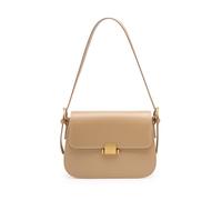 MoreFarther Leather Shoulder Handbags for Women, Ladies Cross Body bags with 2 Detachable Straps, Small Square Hobo Clutch Purse for Work School Travel (Apricot-Yellow)