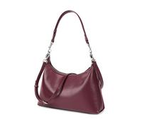 MoreFarther Shoulder Bags in Leather and Suede, Women's Cross-Body Bags with Dual-Face Design, Hobo Purses Handbags for Women with 2 Detachable Shoulder Straps and Zipper Closure (Wine-Red)