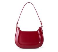 MoreFarther Women's Genuine Leather Shoulder Bag Adjustable Crossbody Purse with Top Handle, Crescent Handbag, Wine Red