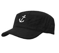 Morefaz Boating Hat Anchor Captain Sailing Cap Army Yacht Military Baseball Caps Drunk Sailor MFAZ Ltd (Black Anchor-White)