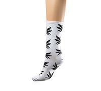 Morefaz Unisex Socks Highlife Ganja Leaf Weed Comfort Calf HI Men Women (White Black) MFAZ Ltd