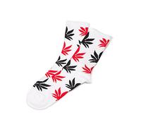 Morefaz Unisex Socks Highlife Ganja Leaf Weed Comfort Calf HI Men Women (White Mix) MFAZ Ltd