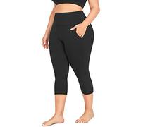 MOREFEEL Capri Plus Size Leggings for Women with Pockets-Stretchy XL-4XL Tummy Control High Waist Workout Black Yoga Pants