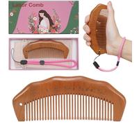 Moreinday Labor Comb with Adjustable Wrist Lanyard, Fine Tooth Birthing Comb for Pain Relief, Labor and Delivery Essentials Gift - Peach Wood