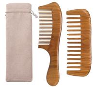 Moreinday Wide Tooth Wooden Comb for Women, Fine Tooth Comb for Straight Hair - 2 Pack