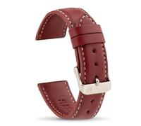 Moreira Bordeaux Leather Watch Strap 18 mm - Made in Spain, Genuine Leather, Traditional Pin with Tool, Stainless Steel Buckle
