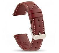 Moreira Bordeaux Leather Watch Strap 22 mm - Made in Spain, Genuine Leather, Traditional Pin with Tool, Stainless Steel Buckle