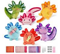 MOREJMTT Needle Felting Kit, 6 PCS Farm Animal Needle Felting Beginner Kits, Wool Felt Needle Felting Tools Foam Pad, Craft Party Supplies for Beginners Adult(6pack Axolotl)