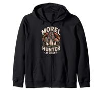 Morel Hunter At Heart Mushroom Forager Spring Woods Zip Hoodie