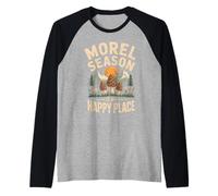 Morel Season is My Happy Place Mushroom Forager Raglan Baseball Tee