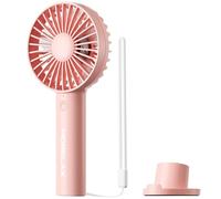 Morelax Handheld Fan, USB Rechargeable Mini Portable Fan with Base, 10H Battery, Strong Wind, Small & Powerful, Cute Design for Travel, Makeup, Girls Women Summer Gift (Pink)