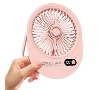 Morelax Portable Desk Fan Rechargeable,Small Personal Fan Strong Powerful Wind Battery Operated, Slim Silent, 6 Speeds Cooling Handheld Mini USB Table Desktop Fans for Indoor Outdoor Office (Pink)