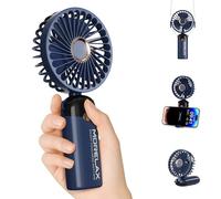 Morelax Handheld Mini Fan,USB Rechargeable Fodable Personal Fans 4000mAh,90 Adjustable, 6 Speed Strong Wind,Portable Fan Pocket Design 5 IN 1Cooling Table Fan for Office School Outdoor Travel,Blue