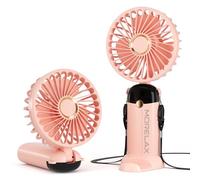 Morelax Handheld Mini Fan,USB Rechargeable Fodable Personal Fans 4000mAh,90 Adjustable, 6 Speed Strong Wind,Portable Fan Pocket Design 5 IN 1Cooling Table Fan for Office School Outdoor Travel,Pink