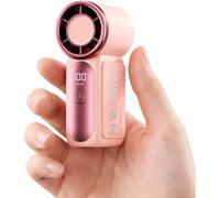 Morelax Mini Portable Handheld Turbo Fan High Speed,5 Speeds Rechargeable | Small Hand Held Fan LED Display,Travel Essentials, Holiday Gifts,Pink