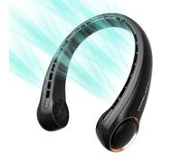 Morelax Neck Fan, Portable Neck Fan,Hands Free Bladeless Mini Fan with 360°Cooling Airflow, 3 Speeds Adjustable,Ultra Quiet Wearable, Suitable for Indoor Outdoor Travel Sports (Black)