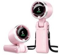 Personal Handheld Fan,High-Speed Turbo Fans,5-Speed with LED Display,Powerful Motor,4000mAh,USB Rechargeable Portable Cooling Fan for Outdoor Activities,Travel,Working,Pink