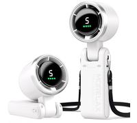 Personal Handheld Fan,High-Speed Turbo Fans,5-Speed with LED Display,Powerful Motor,4000mAh,USB Rechargeable Portable Cooling Fan for Outdoor Activities,Travel,Working,White