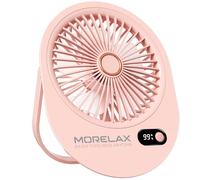 Morelax Portable Desk Fan Rechargeable,Small Personal Fan Strong Powerful Wind Battery Operated, Slim Silent, 6 Speeds Cooling Handheld Mini USB Table Desktop Fans for Indoor Outdoor Office (Pink)