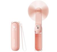 Morelax Portable Handheld Fan, Mini Folding USB Rechargeable Desk Fan with 2000mAh Power Bank & Flashlight, Small Pocket Personal Fan for Cooling, Travel, Makeup, Home, Cruise, Gifts for Women (Pink)