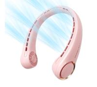 Morelax Portable Neck Fan, 3 Speed Adjustable, 360° Airflow, USB Rechargeable 4800mAh Battery, Lightweight & Hands-Free, Ideal for Home, Office, Travel, and Outdoor Activities, Pink