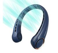 Morelax Portable Neck Fan Rechargeable, Hands Free Bladeless Fan, Wearable Quiet Fan for Outdoor Indoor, 3 Speeds Adjustable, 4000 mAh Battery Operated, Home, Office, Travel, Sports(Blue)