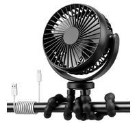 Morelax Portable Pram Fan with Flexible Octopus Tripod, 5200mAh USB Rechargeable Personal Fan, 360° Rotating Head, Powerful Stroller Fan for Camping, Golf Trolley, Bike, Caravan, Beach & Travel
