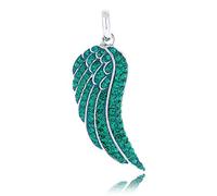 Morella Women’s Pendant Angel’s Wing with Zirconia Stones - Green