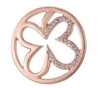 Morella Women's Coin Pendant 33 mm 13" Cloverleaf Modern - Rose Gold