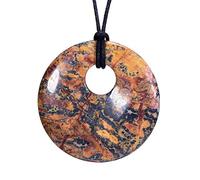 Morella Women's Necklace 31.5 inch - 80 cm gem-Stone Donut Pendant Leopard Jasper in a Velvet Bag