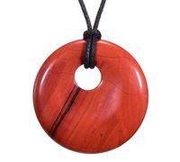 Morella Women's Necklace 31.5 inch - 80 cm gem-Stone Donut Pendant Red Jaspis in a Velvet Bag
