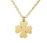 Morella Women's Necklace with Pendant Cloverleaf Golden Stainless Steel in Velvet Bag
