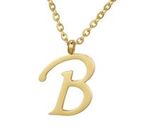 Morella Women's Stainless Steel Necklace Gold with Pendant Letter B