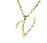 Morella women's stainless steel necklace gold with pendant letter V