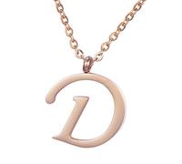 Morella Women's Stainless Steel Necklace Rose Gold with Pendant Letter D