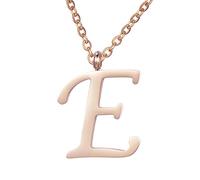 Morella Women's Stainless Steel Necklace Rose Gold with Pendant Letter E