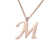 Morella Women's Stainless Steel Necklace Rose Gold with Pendant Letter M