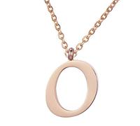 Morella Women's Stainless Steel Necklace Rose Gold with Pendant Letter O