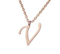 Morella Women's Stainless Steel Necklace Rose Gold with Pendant Letter V