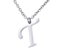 Morella Women's Stainless Steel Necklace Silver with Pendant Letter T