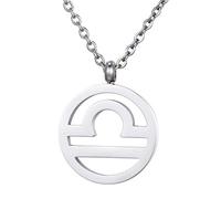 Morella Women's Stainless Steel Necklace Silver with Pendant Star Sign Libra in a Velvet Bag