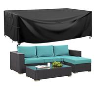 Moremorea Garden Furniture Cover, 200X165X80cm, Heavy Duty Oxford Polyester, Waterproof & Anti-UV, Black