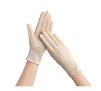MORENTSU Women Cotton Thin Gloves Touch Screen Outdoor Riding Fishing Sunscreen Breathable Non Slip UV Protection Gloves (Beige)
