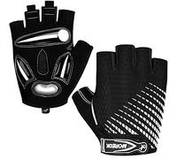 MOREOK Cycling Gloves,Half Finger Mountain Bike Gloves 5MM SBR+Liquid Gel Padded Anti-slip Shock-absorbing Touchscreen MTB Gloves Bicycle Gloves for Men Women White-XL