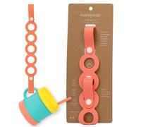 morepeas On-The-Go Stretchable Silicone Tether - Pacifier Clip, Sippy Cup Strap, and More - Durable Silicone Stroller & Car Seat Clip for Baby Toys, Cups, Bowls, Teethers - Dishwasher Safe (Melon)