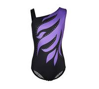MORESAVE Gymnastics Leotards for Girls, Sleeveless Shining Stripes Athletic Leotard Dancewear Ballet Bodysuit for Kids(Purple, 8)