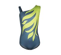 MORESAVE Gymnastics Leotards for Girls, Sleeveless Shining Stripes Athletic Leotard Dancewear Ballet Bodysuit for Kids(Green, 12)